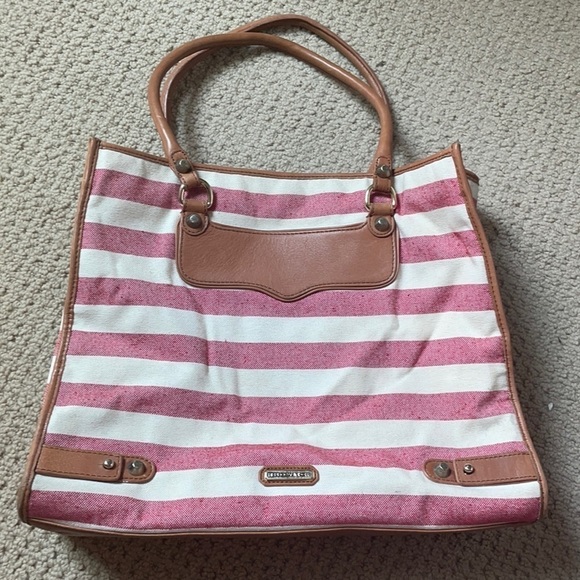 Rebecca Minkoff Striped Tote Bag- Red/White - Picture 1 of 8